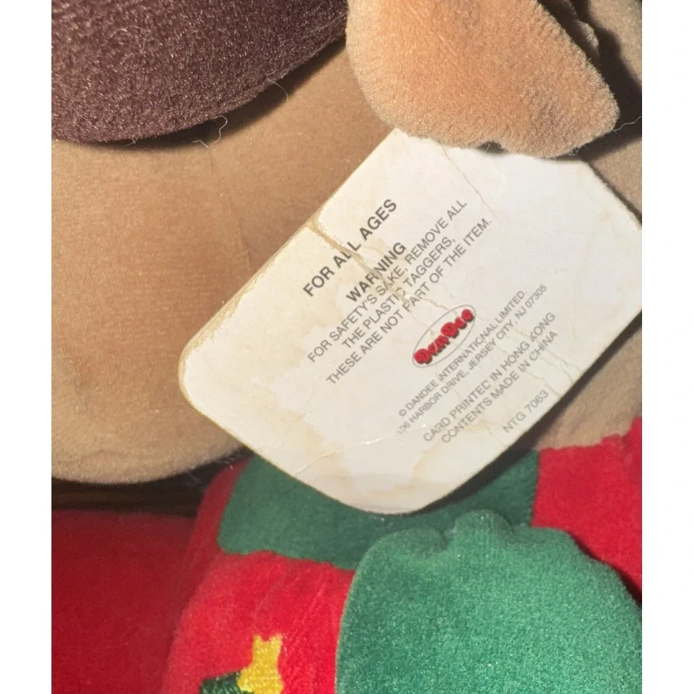 Vtg Baby Soft Expressions Moose Plush Velour Rattle Xmas Tree  13